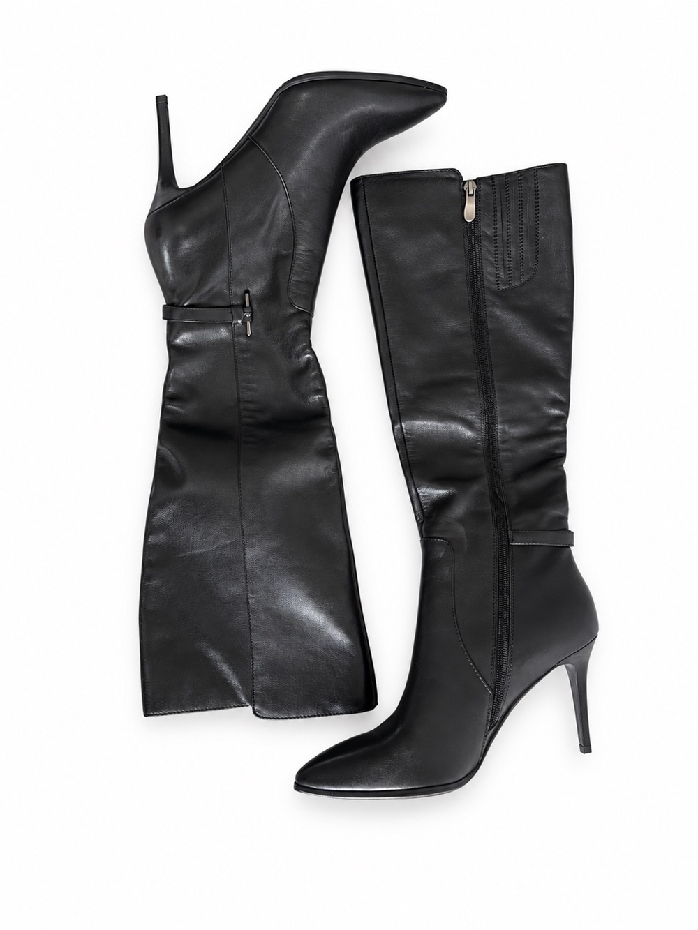 Classic Black Knee-High Stiletto Boots with Side Zip
